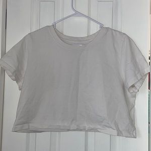 Urban Outfitters White Cropped Tee Shirt
